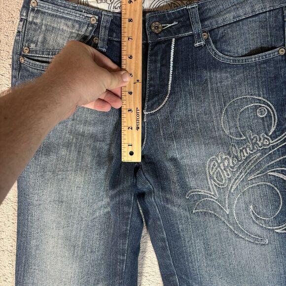 Akademiks Jeans Women’s Size 28x31 Embroidered Low Rise Boot Cut 90s Style Y2K - Picture 5 of 14